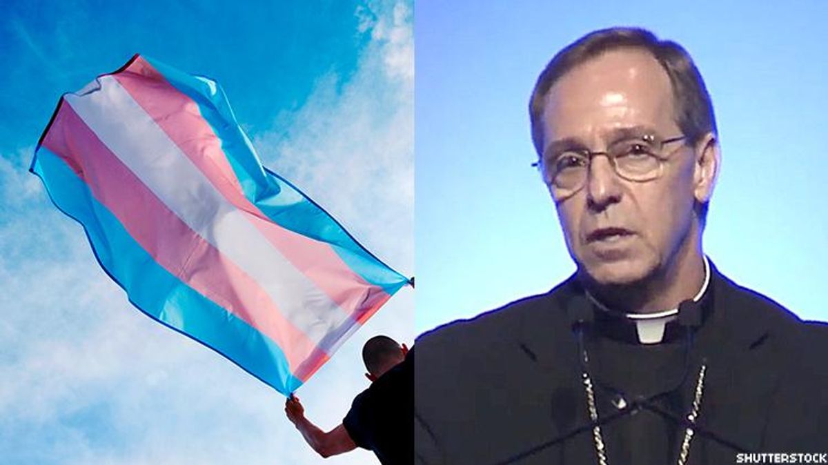 Transgender flag and Indianapolis Archbishop Charles Thompson