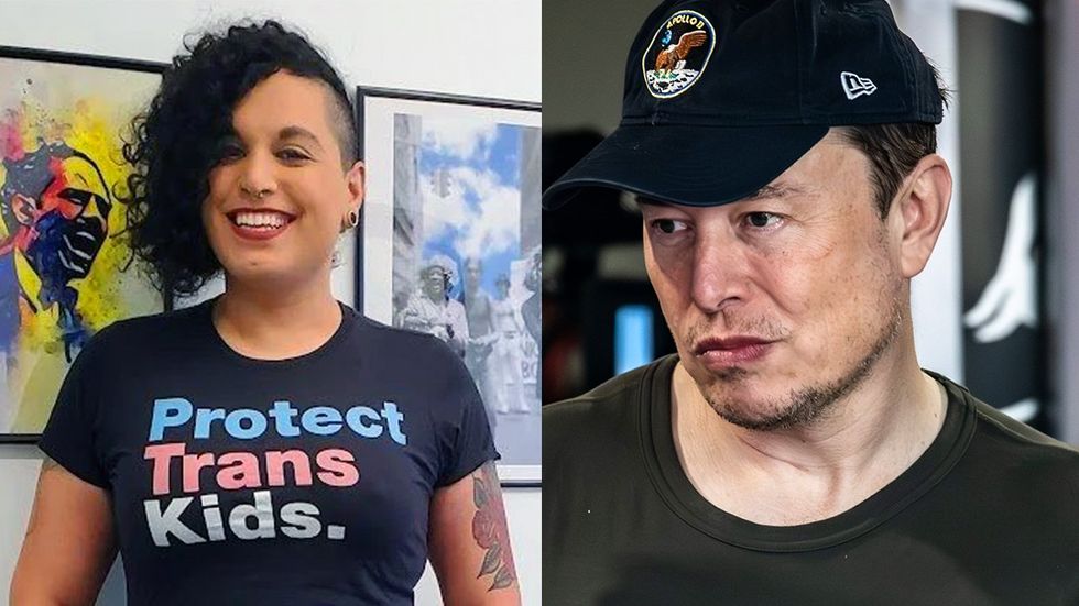 transgender Harvard lawyer Alejandra Caraballo Protect Trans Kids tshirt Tesla Twitter X owner sourpuss Elon Musk