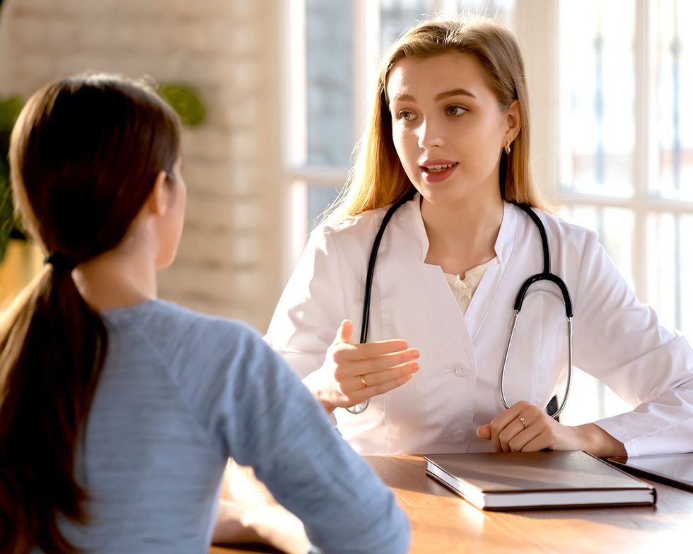 transgender teen at doctor visit for gender affirming care