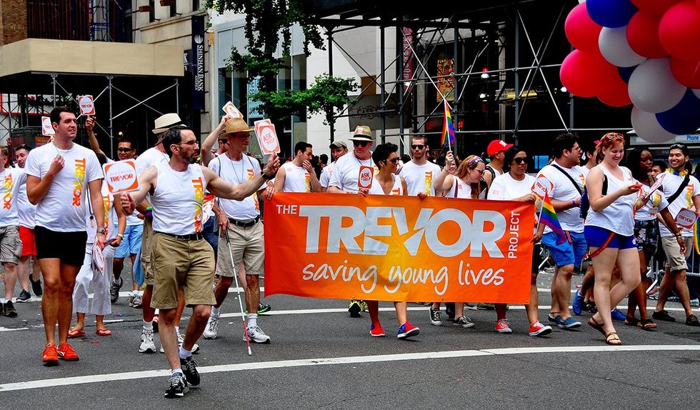 trevor project group participates in NYC pride parade