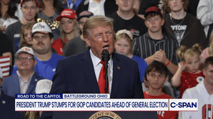 Donald Trump rambles about how much he likes Jon Husted’s “ass” at rally