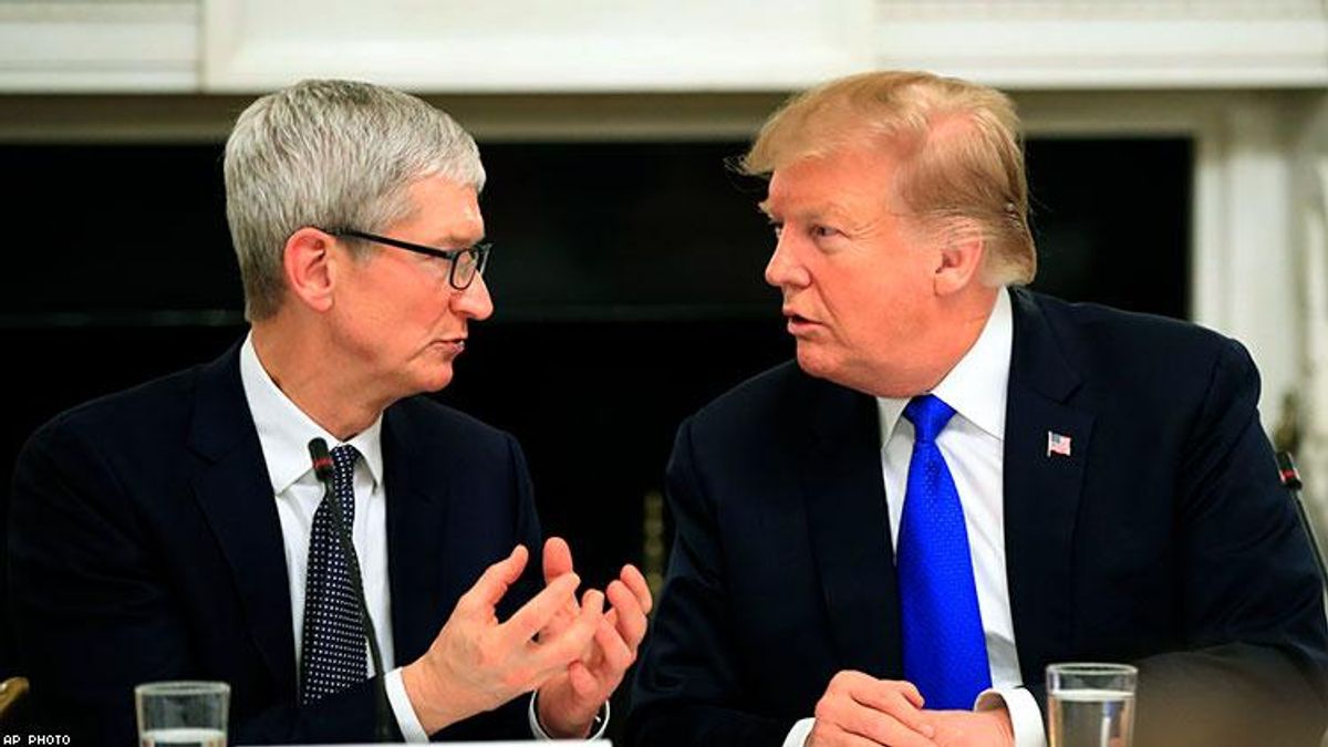 Trump Can't Get His 'Tim Apple' Stories Straight