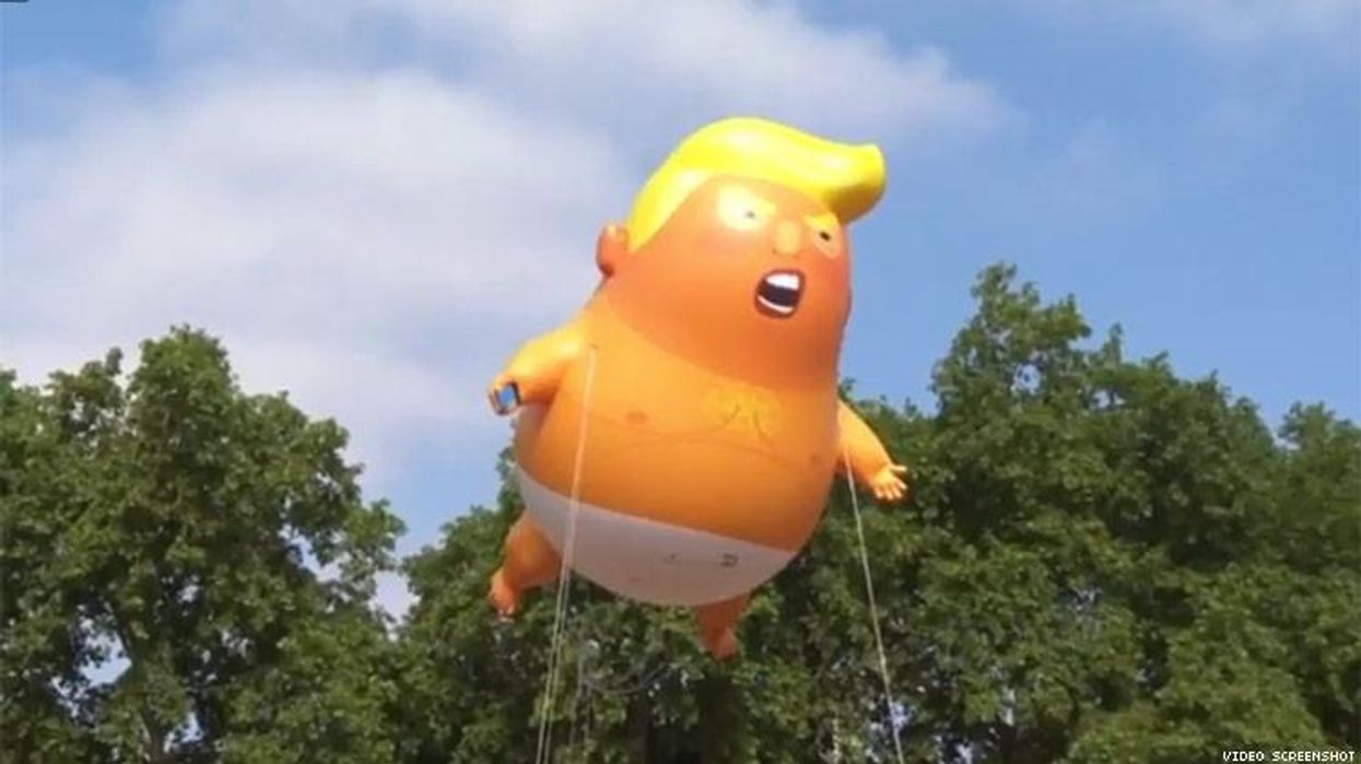 Trump Reacts To Baby Blimp Flying in London