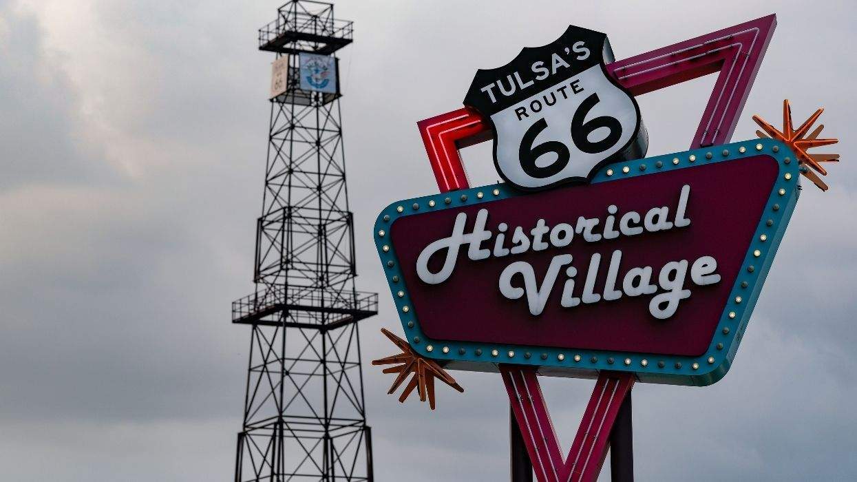 tulsa route 66 historical village sign