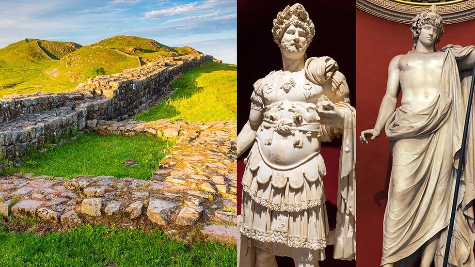 Turret 41A Hadrians Wall Caw Gap World Heritage Site Northumberland National Park statues Hadrian Antinous