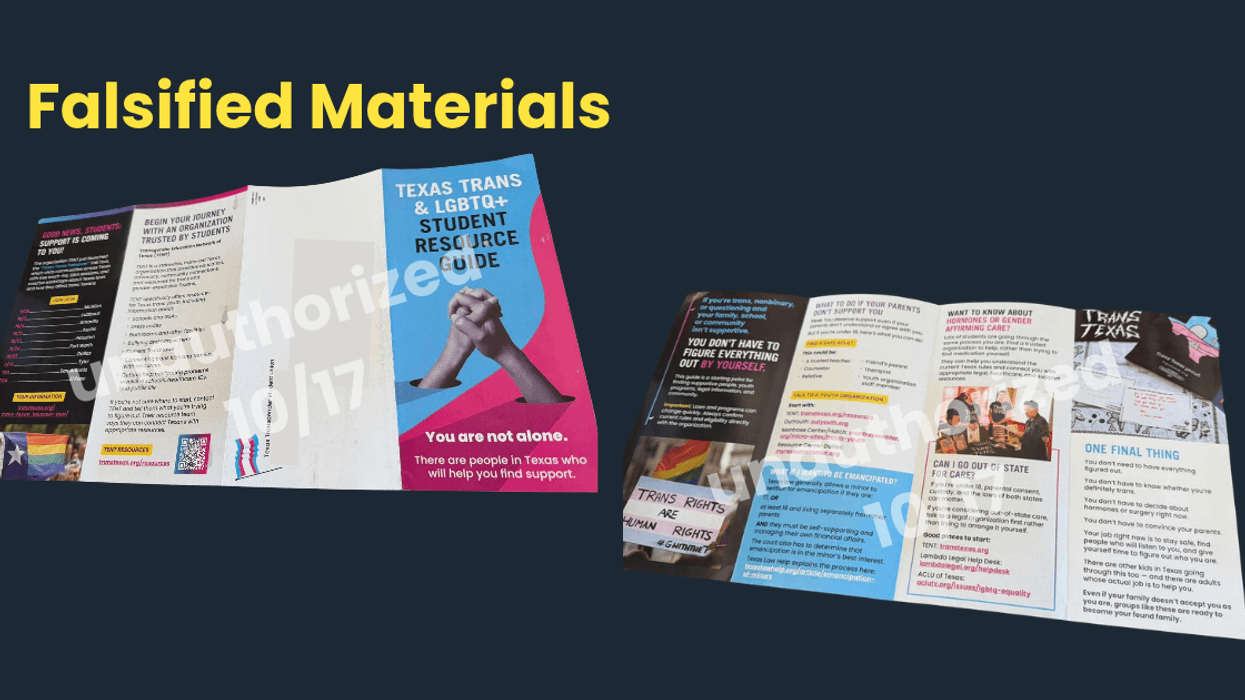 Two flyers display graphics about transgender identity.