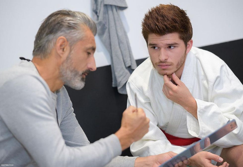 two men discussing business