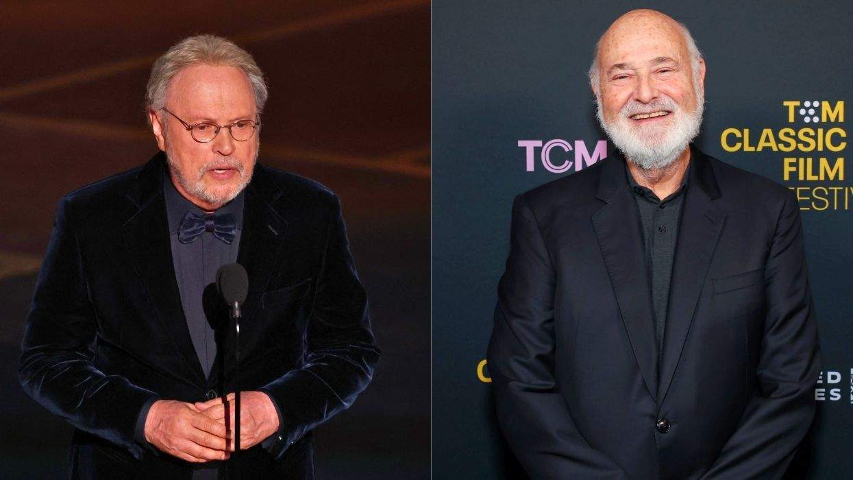 Two men in formal suits at separate events, one standing at a podium.