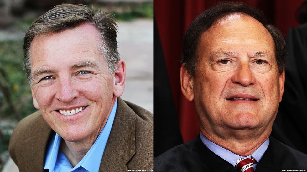 Two pics: one of Gosar and the other of Alito