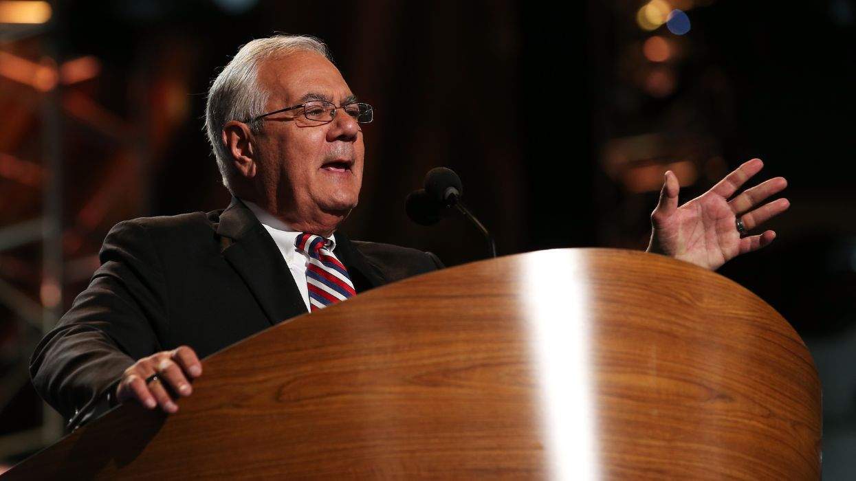 U.S. Rep. Barney Frank at a lectern speaking