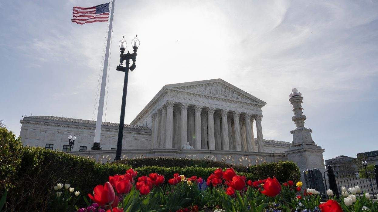 u.s. supreme court with flower bed
