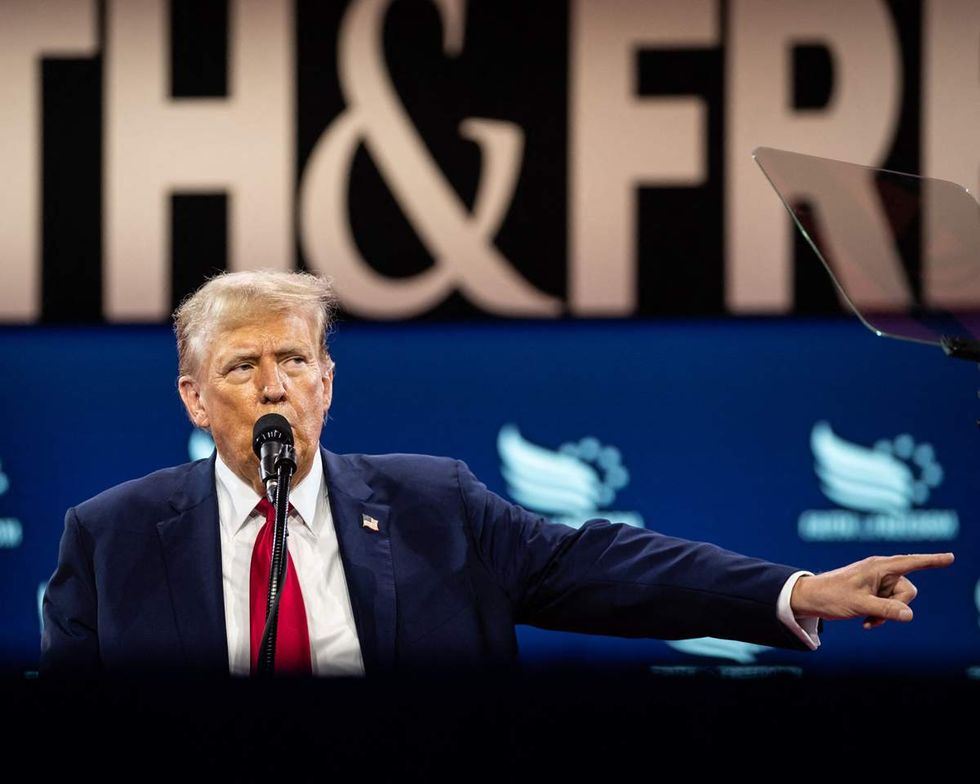 \u200b Donald Trump speaking at the 2024 Road to Majority conference hosted by Faith and Freedom Coalition