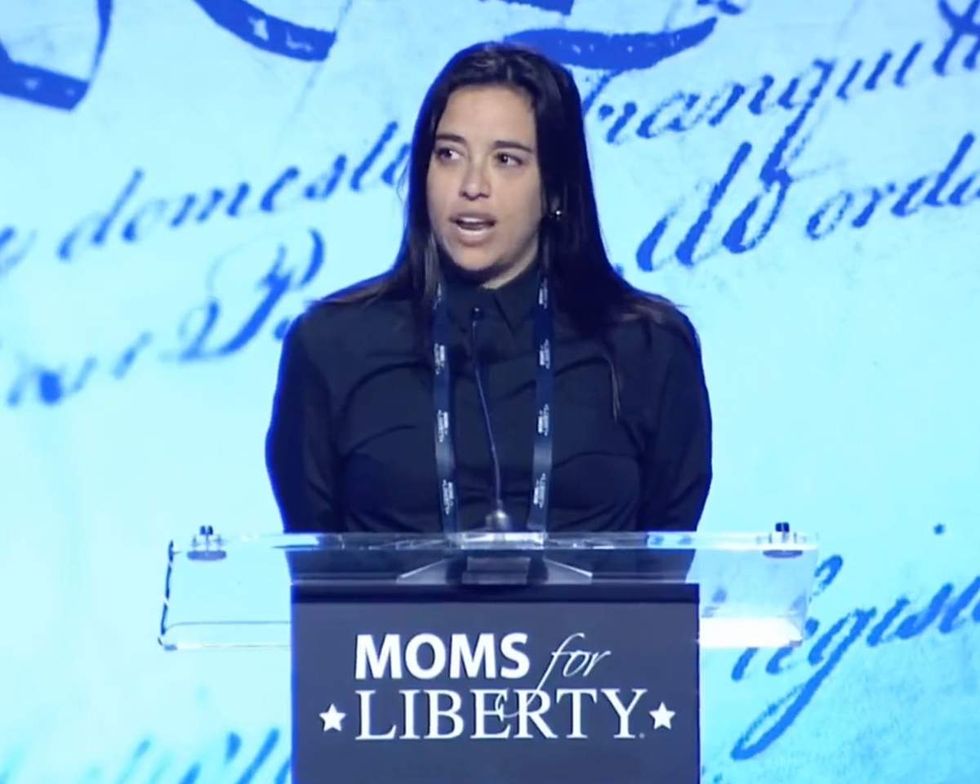 \u200b Gays Against Groomers founder Jaimee Michell speaking at the Moms For Liberty National Summit