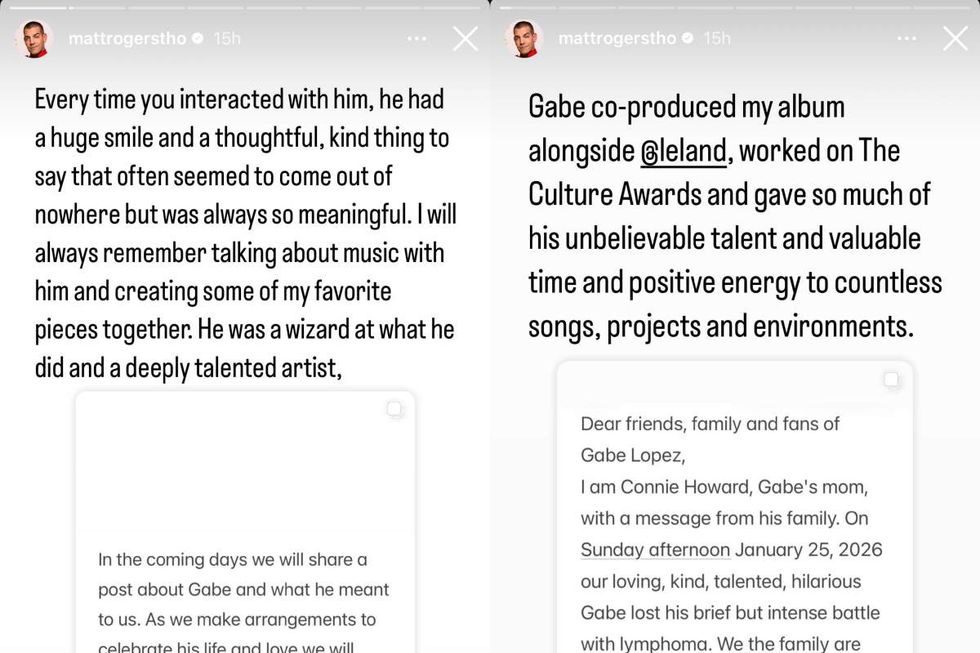 \u200b\u200bMatt Rogers shares a statement following Gabe Lopez's death