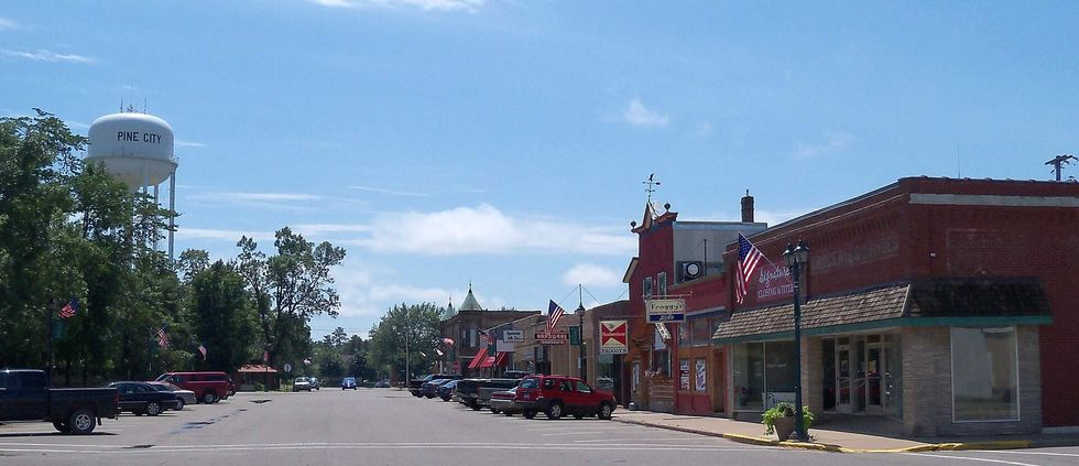 \u200bA downtown street in Pine City, Minn.