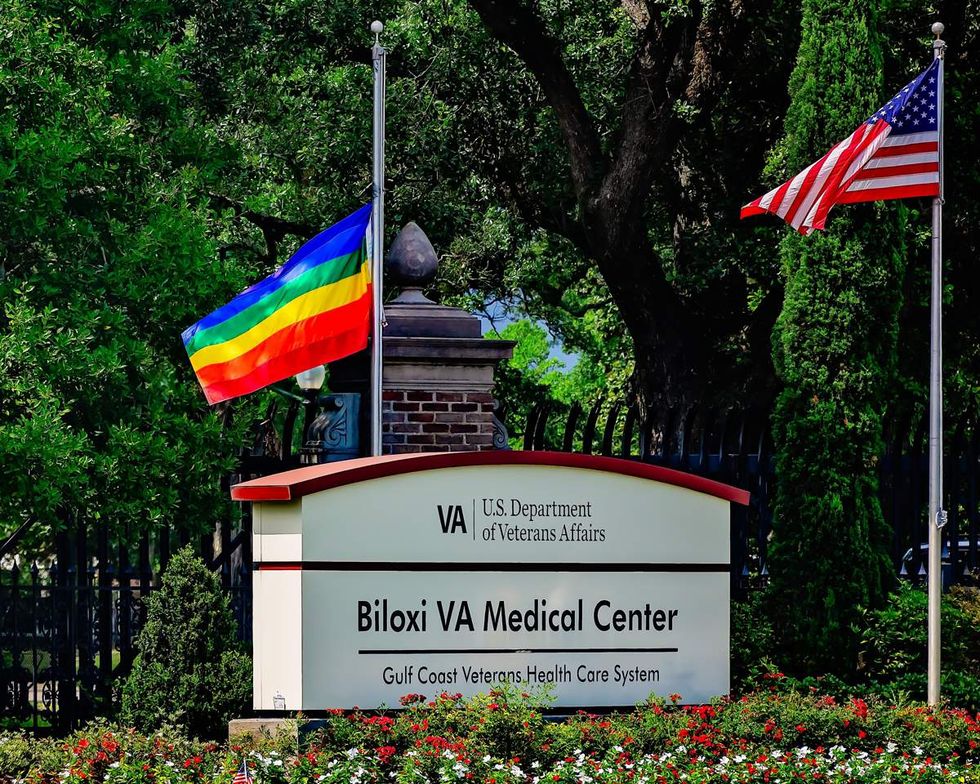 \u200bA rainbow flag at the entrance of a VA center in Biloxi Mississippi