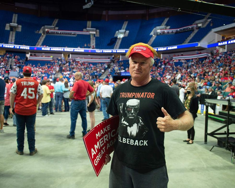 \u200bA Trump supporter at a MAGA rally in Tulsa Oklahoma