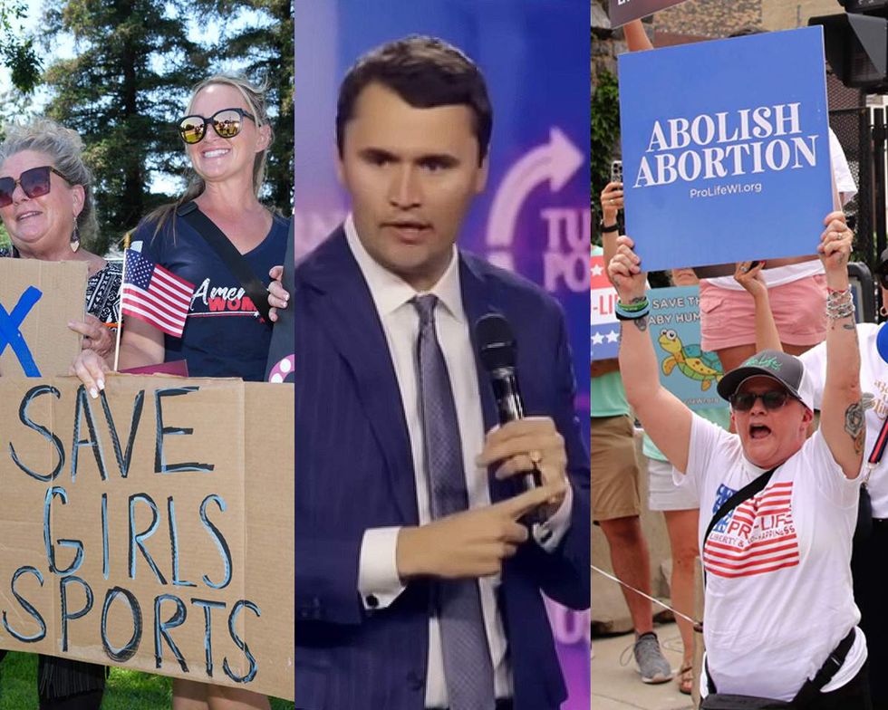 \u200bAnti-trans athlete protestors, Charlie Kirk, anti-abortion protestors