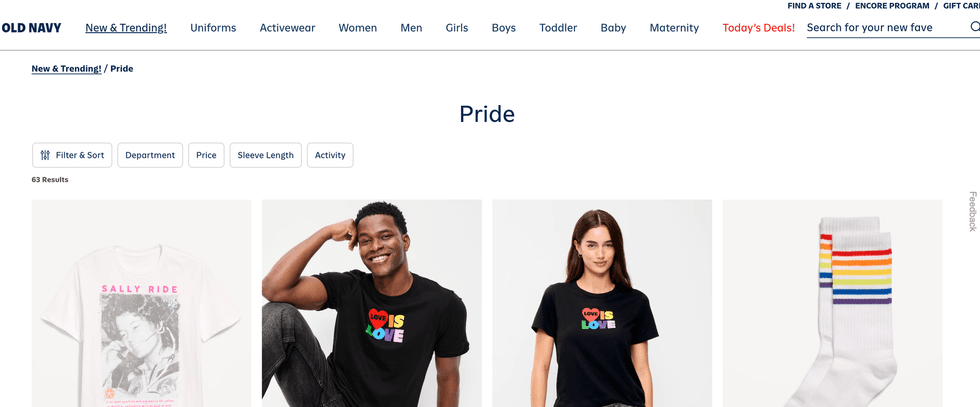 \u200bOld Navy's online Pride collection.