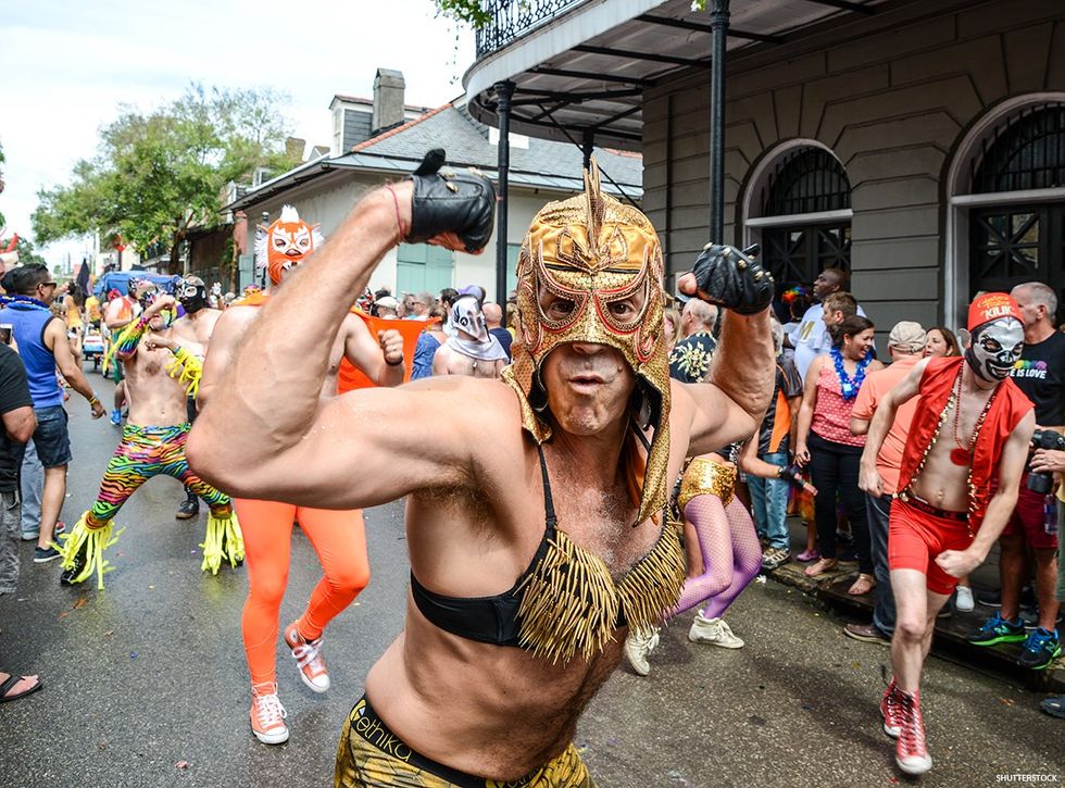 \u200bPeople celebrate in the streets during Southern Decadence in New Orleans. File photo.