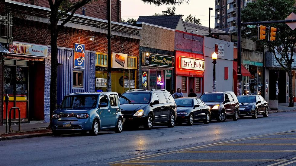 \u200bThe Highland Square neighborhood of Akron, Ohio.