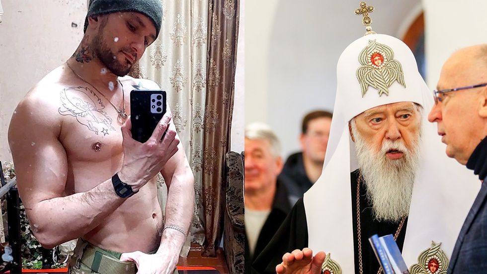 Ukraine out gay soldier Viktor Pylypenko stripped military medal Orthodox Church Patriarch Filaret Denysenko