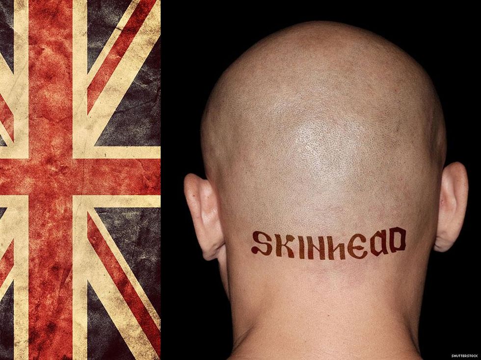 Union jack on left = skinhead top. Union jack on right = skinhead bottom.