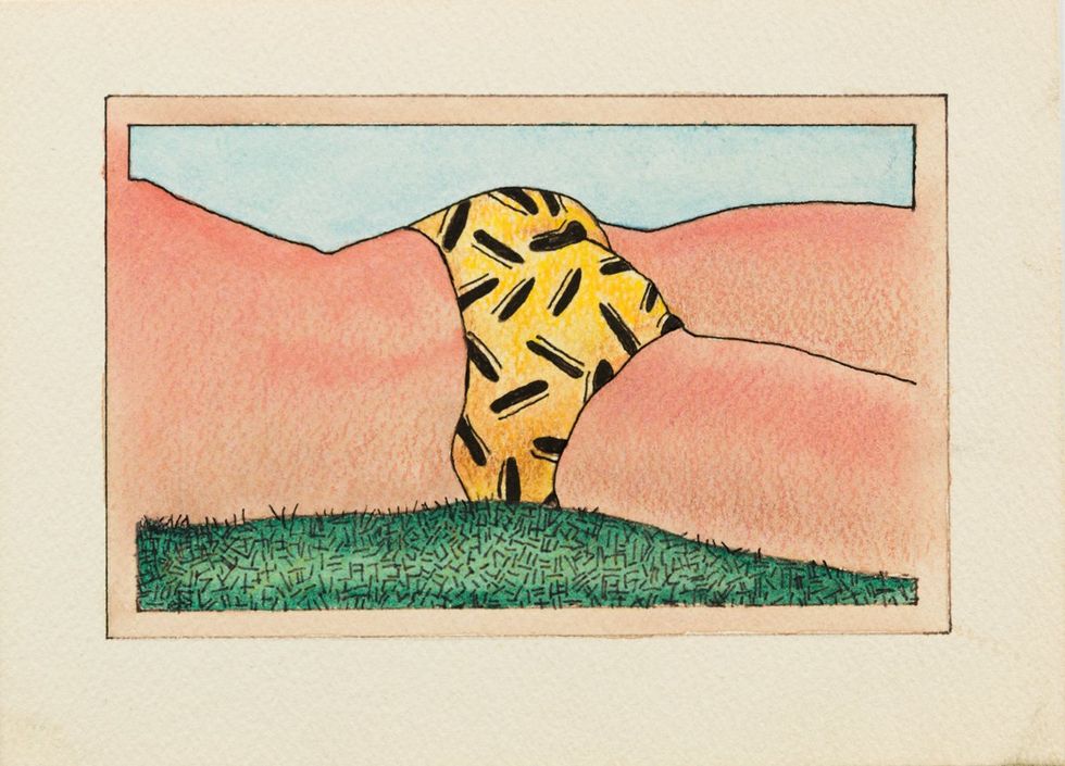 Untitled postcard art of a man's backside and printed briefs by Teddy Sandoval
