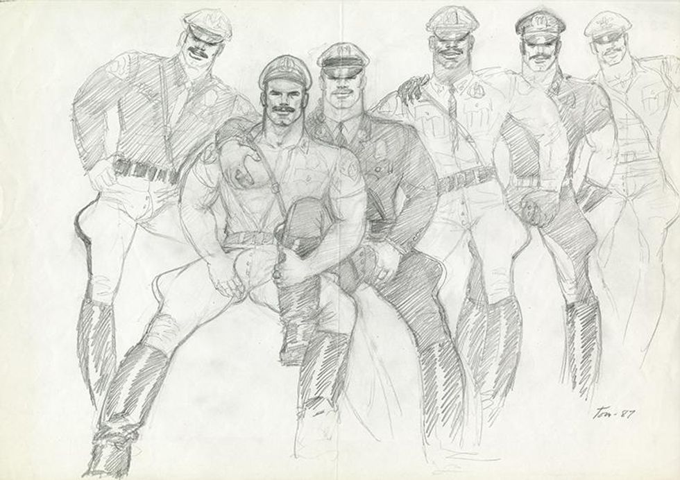 Untitled (Preparatory drawing) 1987 Graphite on paper 29.8 x 41.9 cm TOF-014 \u00a9 1987\u20142022 Tom of Finland Foundation, LLC