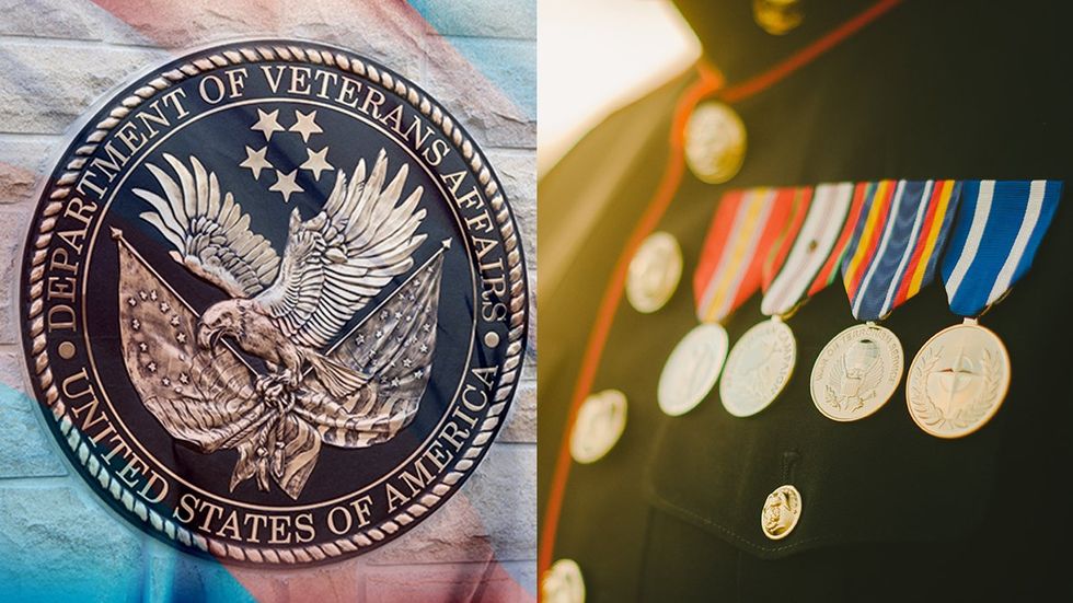 US Department of Veterans Affairs Plaque Transgender Flag Millitary Uniform Medals Honor