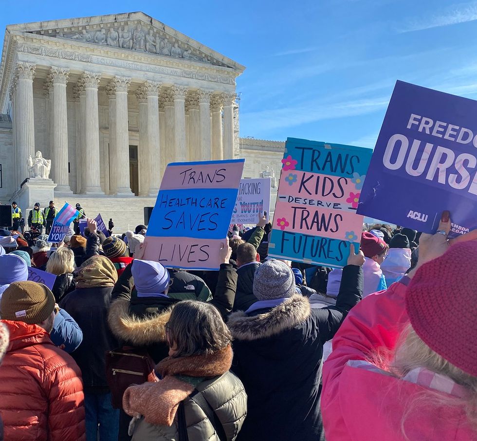 US v Skrmetti is a Public Health Disaster SCOTUS protest trans healthcare signs