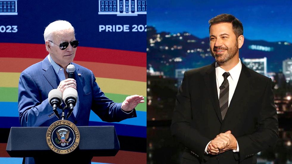 USA President Joe Biden speaking white house LGBTQ pride month rainbow Jimmy Kimmel Show Opening
