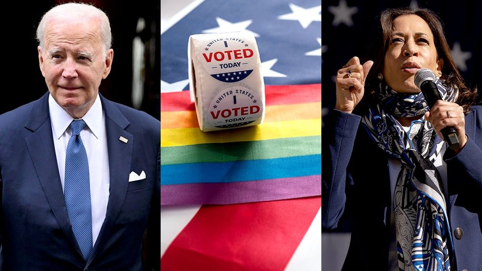 USA President Joe Biden voted stickers rainbow lgbtq pride american flags VP Kamala Harris