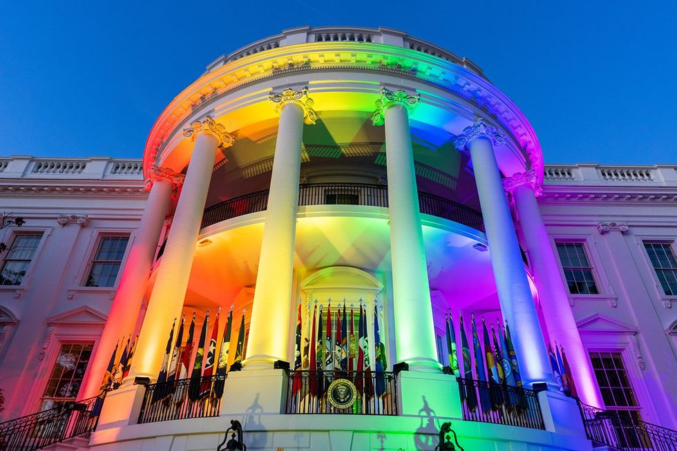 USA white house presidential home rainbow lights for LGBTQ pride