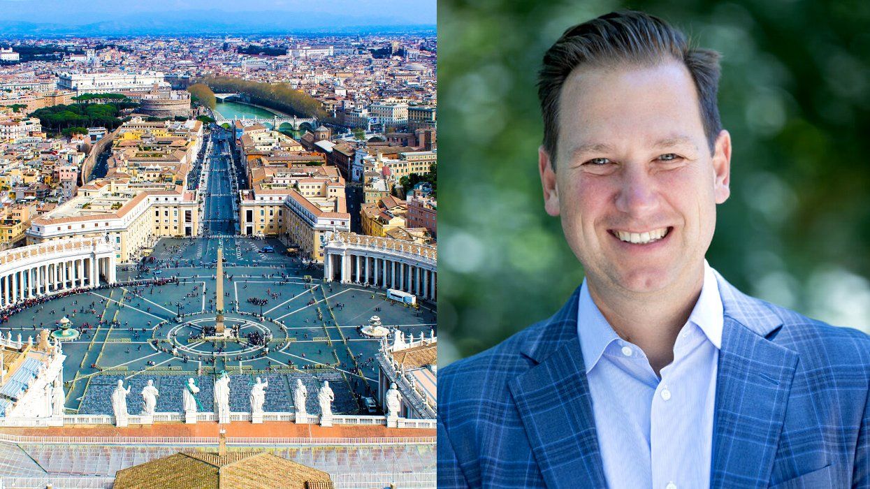 Vatican city Saint Peters Square arial view alongside Brian Burch Cofounder of CatholicVote