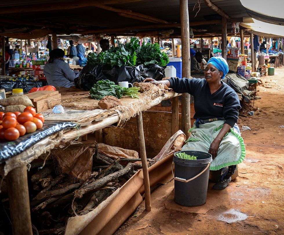 vegetable stand in a local market in Harare Zimbabwe
