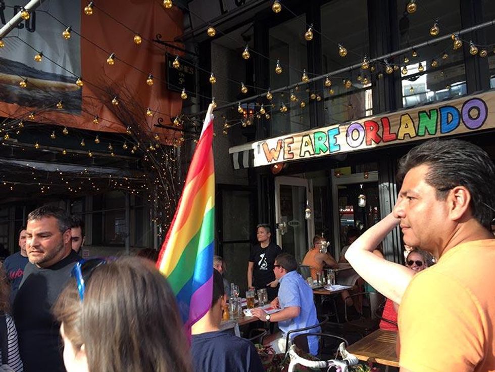 Venues lining Fifth Avenue remembered those murdered at Pulse nightclub in Orlando.