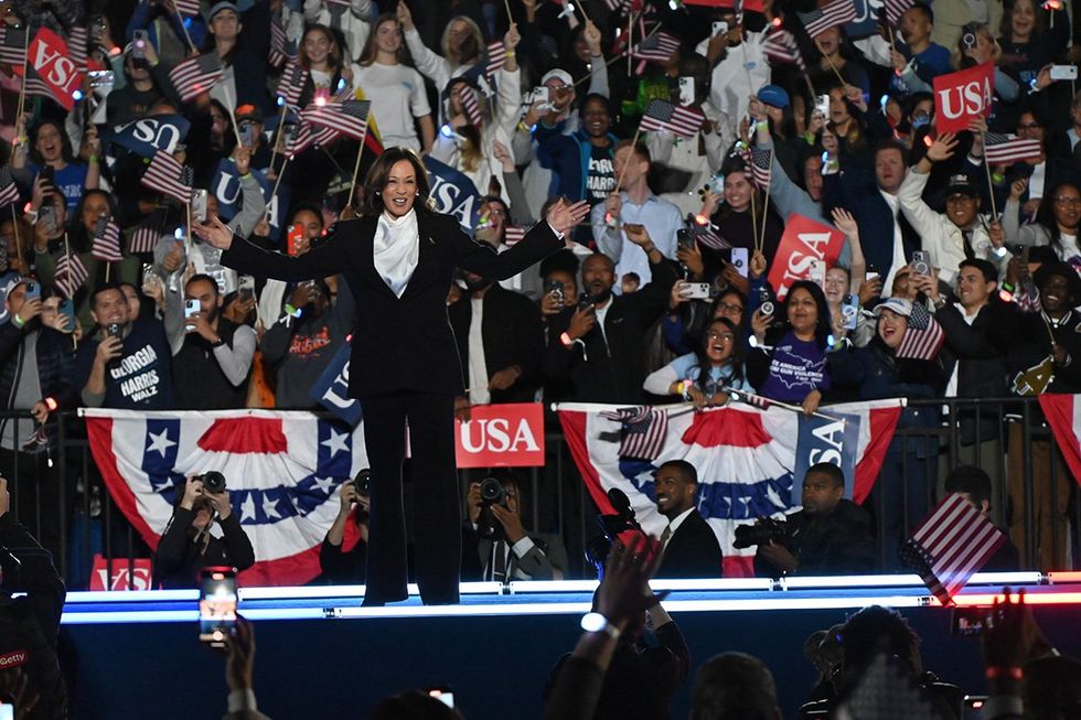 Vice President of the United States Kamala Harris delivers remarks in a closing argument campaign rally Primetime address in front of the White House on the Ellipse in Washington, DC