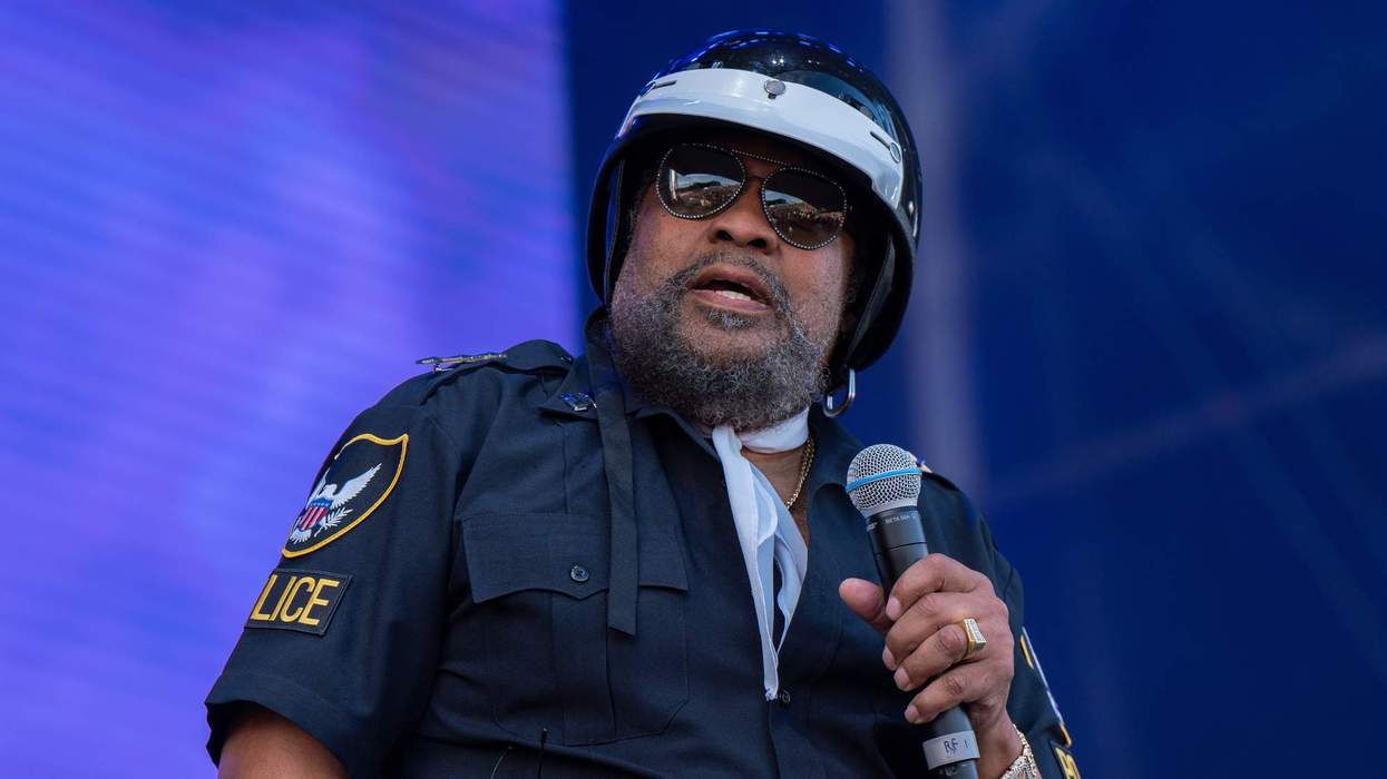 Victor Willis of the Village People Musical group performs during the Boogietown Festival.
