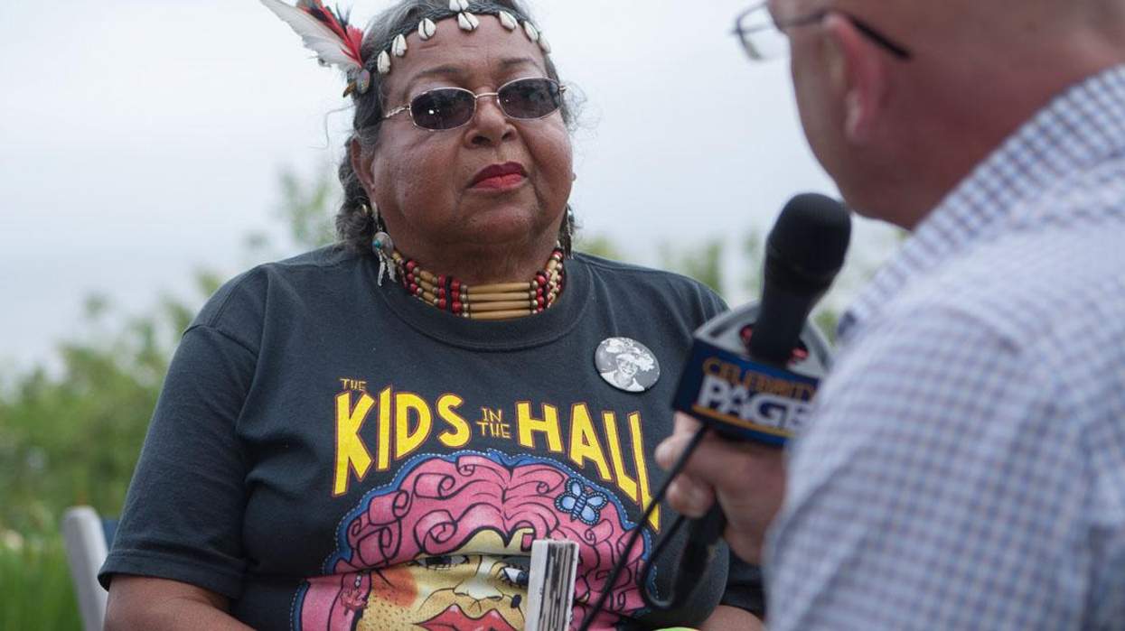 Victoria Cruz being interviewed in 2017.