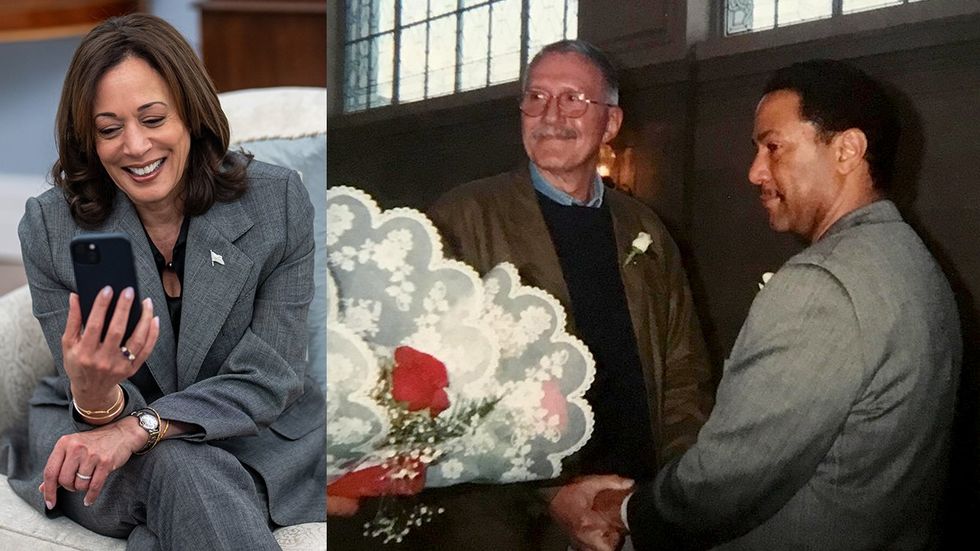 VP Kamala Harris reunites video call same sex gay couple married in San francisco California 2004 20 years anniversary LGBTQ weddings