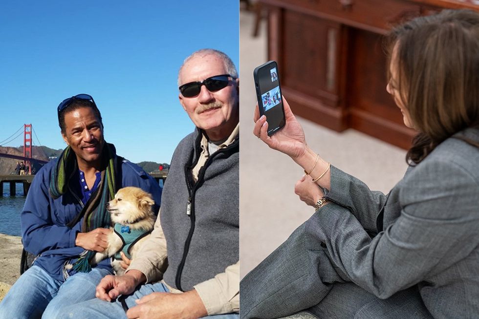 VP Kamala Harris reunites video call same sex gay couple married in San francisco California 2004 20 years anniversary LGBTQ weddings