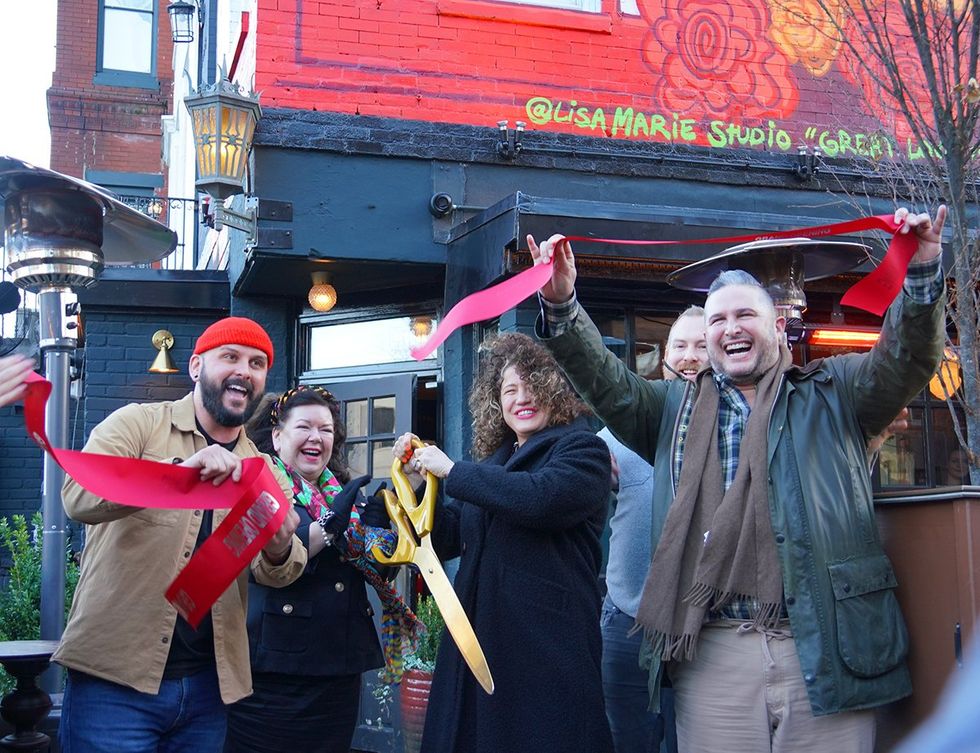 Washington DC Little Gay Pub Rainbow Mural LGBTQ support UK embassy ribbon cutting ceremony