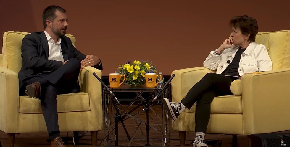watermarked footage still Pete Buttigieg on Kara Swisher podcast