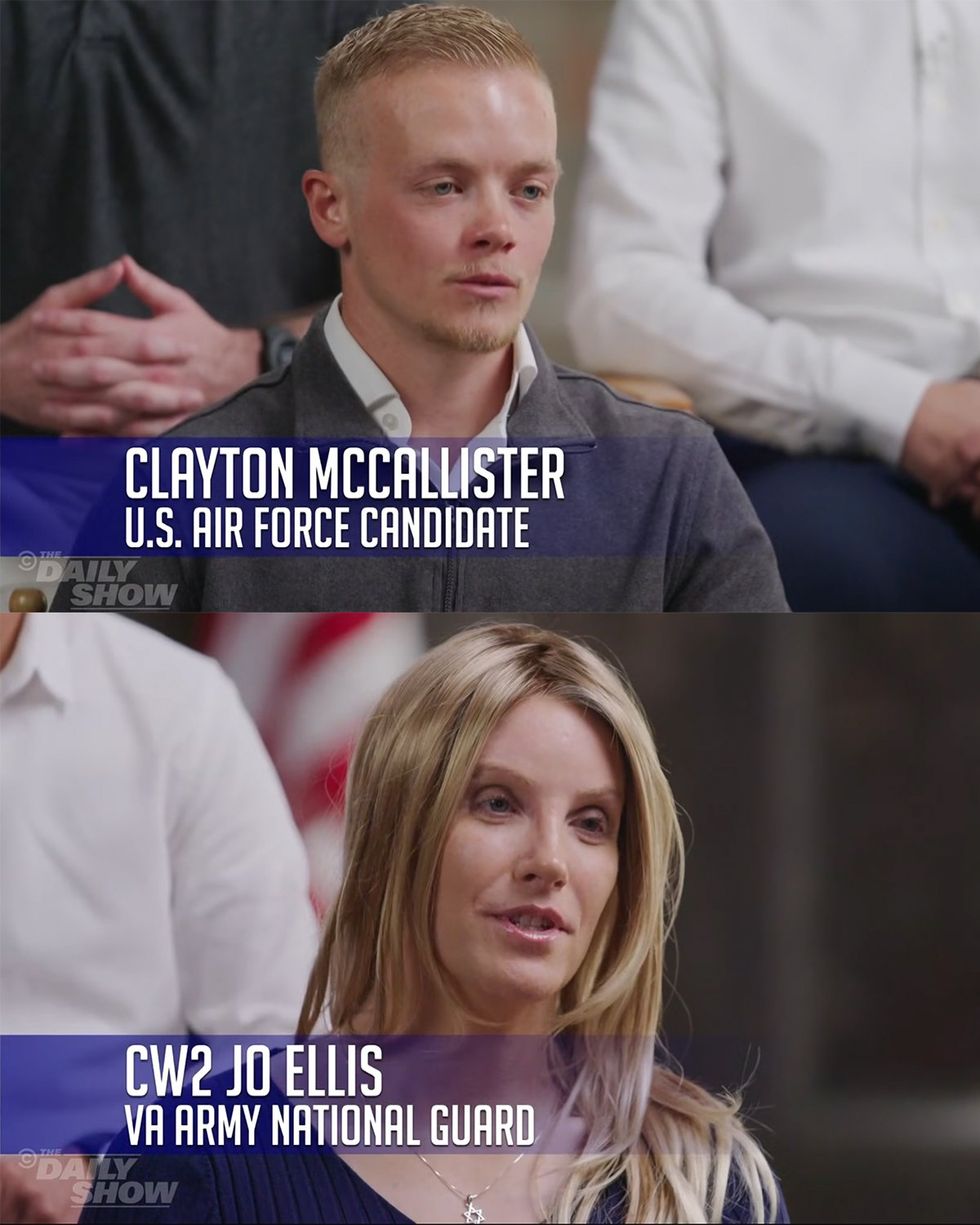 watermarked footage stills Transgender troops comedy central the daily show panel