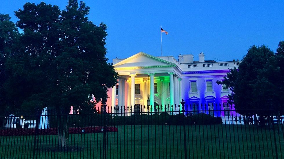 White House lights up LGBTQ rainbow colors US Supreme Court ruling declaring marriage fundamental right gay couples