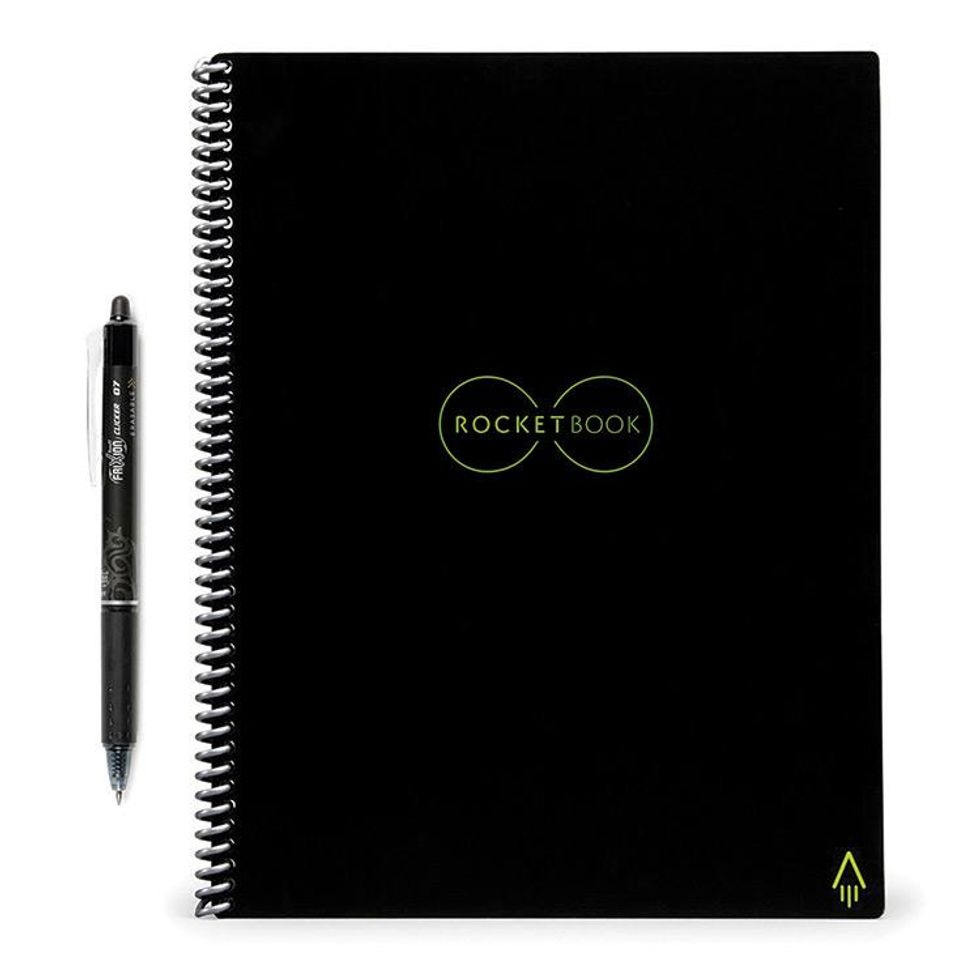With the Rocketbook Everlast, you can upload your notes, add water, and it magically erases so you can reuse it again. ($34, GetRocketBook.com)