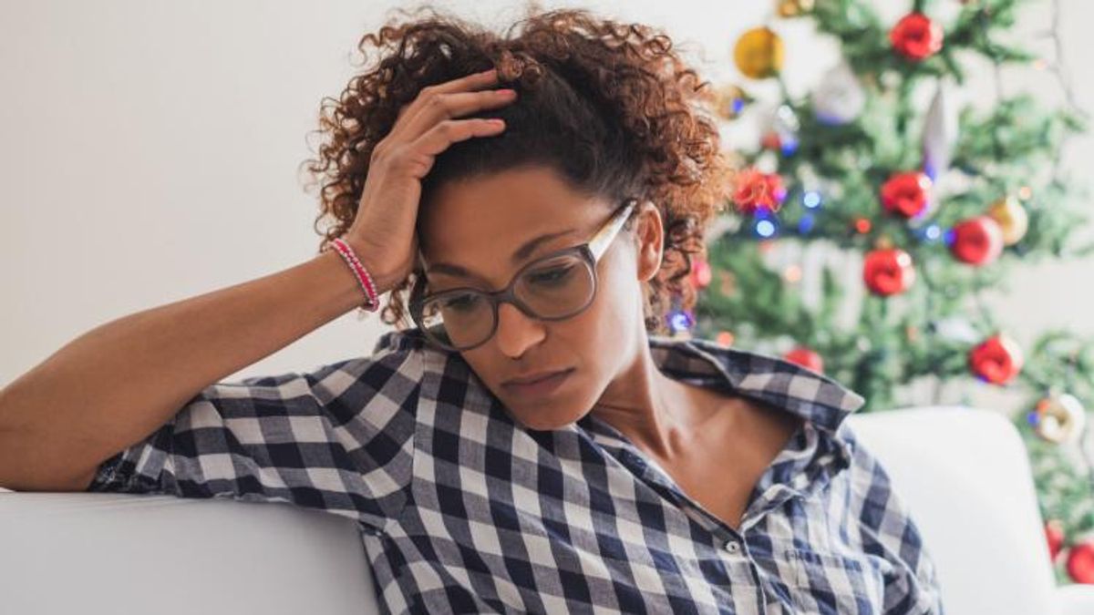 Woman sad at Christmas