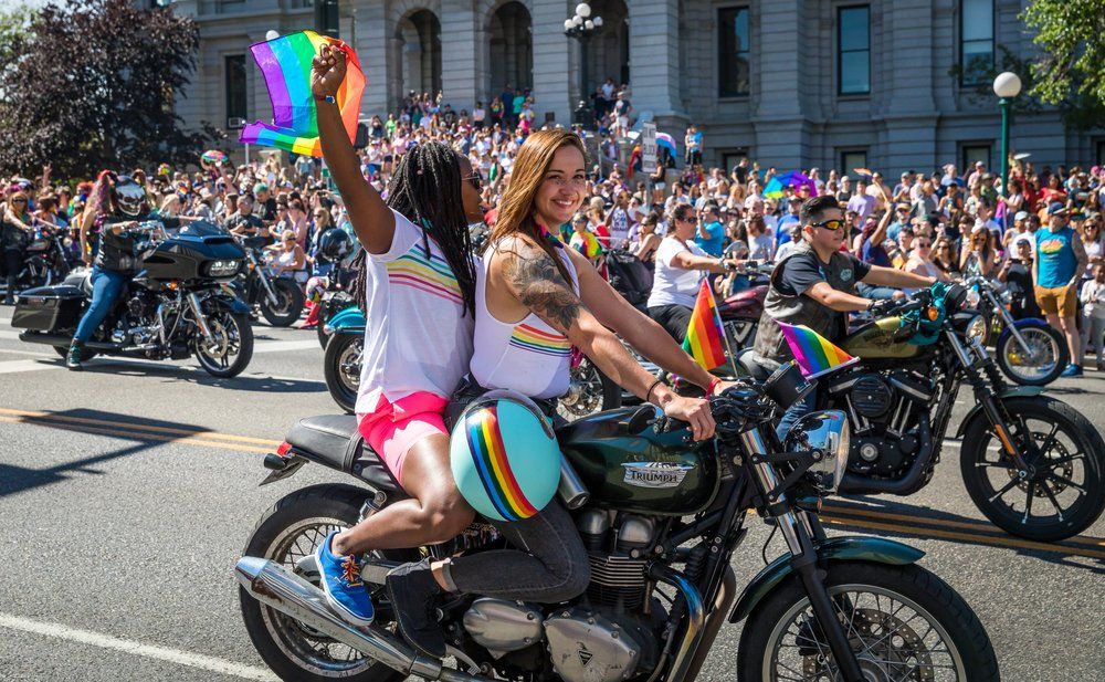 Women on motorcycles at Denver Pride celebration