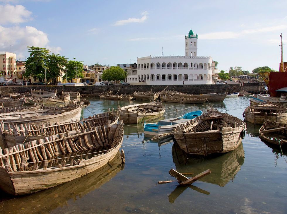Wrecked boats at the harbor of Moroni, Grand Comore Island, Ngazidja, Comores, Africa